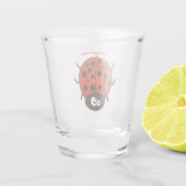 Cute happy red ladybug cartoon afbeelding shot glas (Achterkant)