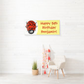 Cute happy red ladybug cartoon afbeelding spandoek (Insitu)