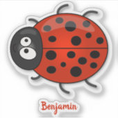 Cute happy red ladybug cartoon afbeelding sticker (Voorkant)