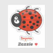Cute happy red ladybug cartoon afbeelding sticker (Vel)