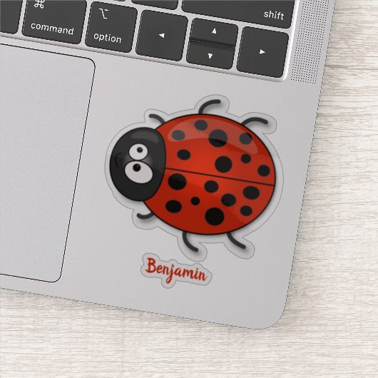 Cute happy red ladybug cartoon afbeelding sticker (Detail)