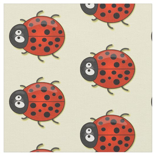 Cute happy red ladybug cartoon afbeelding stof (Close Up)