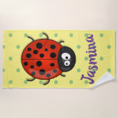 Cute happy red ladybug cartoon afbeelding strandlaken (Voorkant)