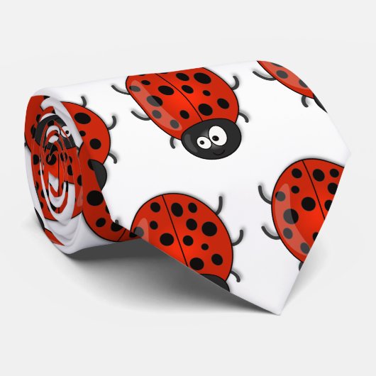 Cute happy red ladybug cartoon afbeelding stropdas (Opgerold)