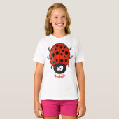 Cute happy red ladybug cartoon afbeelding t-shirt (Voorkant volledig)