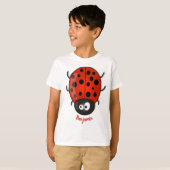 Cute happy red ladybug cartoon afbeelding t-shirt (Voorkant volledig)