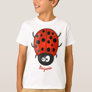 Cute happy red ladybug cartoon afbeelding t-shirt