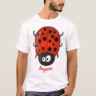 Cute happy red ladybug cartoon afbeelding t-shirt