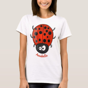 Cute happy red ladybug cartoon afbeelding t-shirt