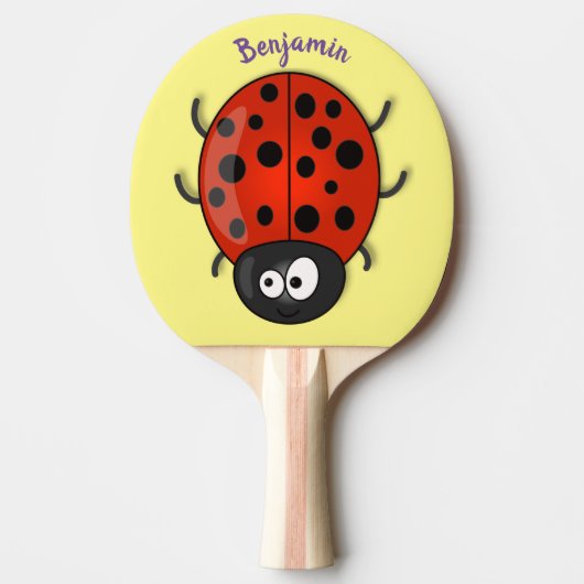 Cute happy red ladybug cartoon afbeelding tafeltennisbatje (Voorkant)