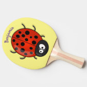Cute happy red ladybug cartoon afbeelding tafeltennisbatje (Zijkant)
