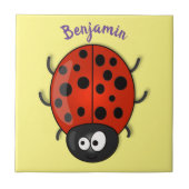 Cute happy red ladybug cartoon afbeelding tegeltje (Voorkant)