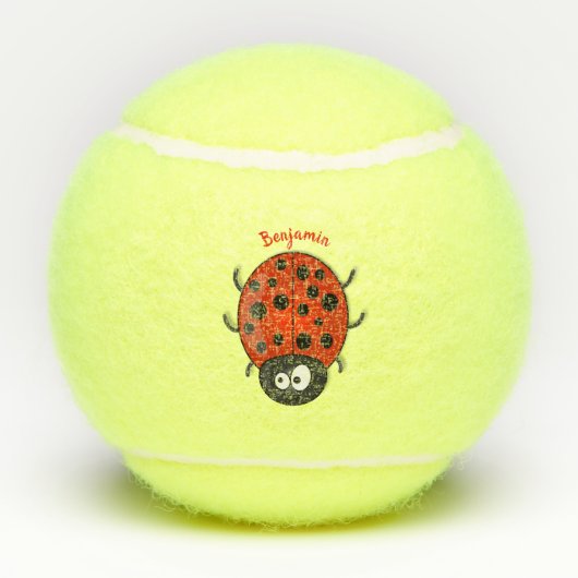 Cute happy red ladybug cartoon afbeelding tennisballen (Achterkant)