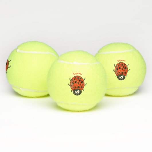 Cute happy red ladybug cartoon afbeelding tennisballen (Multi)