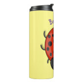 Cute happy red ladybug cartoon afbeelding thermosbeker (Gedraaid links)