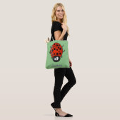 Cute happy red ladybug cartoon afbeelding tote bag (Op model)