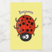 Cute happy red ladybug cartoon afbeelding voedselcontainer etiket (Enkel label)