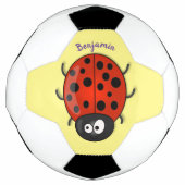 Cute happy red ladybug cartoon afbeelding voetbal (Voorkant)
