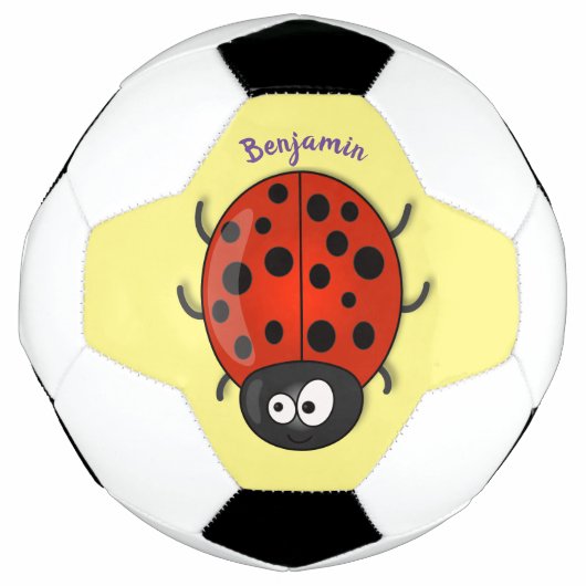 Cute happy red ladybug cartoon afbeelding voetbal (Voorkant)