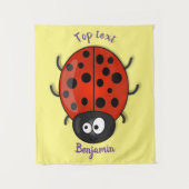 Cute happy red ladybug cartoon afbeelding wandkleed (Voorkant)
