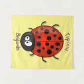 Cute happy red ladybug cartoon afbeelding wandkleed (Voorkant (horizontaal))