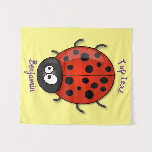 Cute happy red ladybug cartoon afbeelding wandkleed (Voorkant (horizontaal))