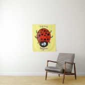 Cute happy red ladybug cartoon afbeelding wandkleed (In situ)