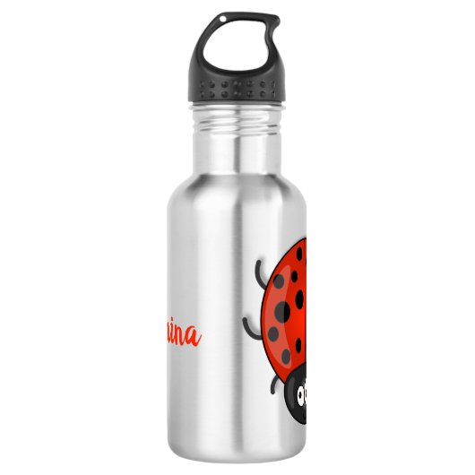 Cute happy red ladybug cartoon afbeelding waterfles (Voorkant)