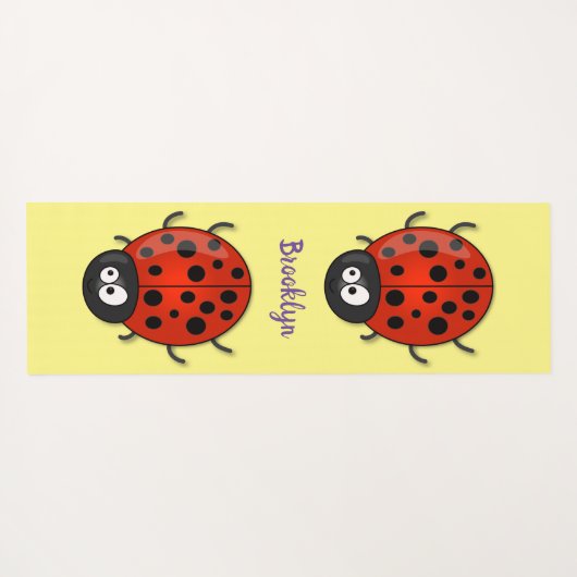 Cute happy red ladybug cartoon afbeelding yogamat (Achterkant (horizontaal))