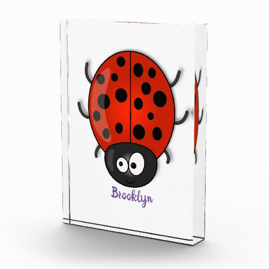 Cute happy red ladybug cartoon illustration fotoblokken (Rechts)