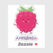 Cute happy red raspberry cartoon illustration sticker (Vel)