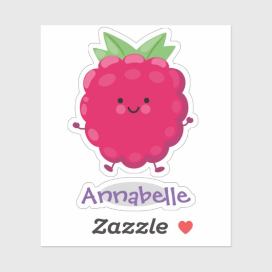 Cute happy red raspberry cartoon illustration sticker (Vel)