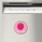 Cute happy red raspberry roze cartoon illustratie magneet (Insitu (Vaatwasser))
