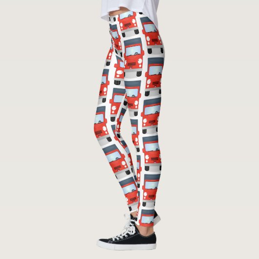 Cute happy red truck cartoon illustratie leggings (Links)