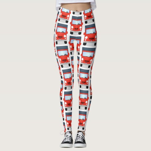Cute happy red truck cartoon illustratie leggings (Voorkant)