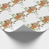 Cute Happy Reindeer met Green Kerstlampjes Cadeaupapier (Hoek)