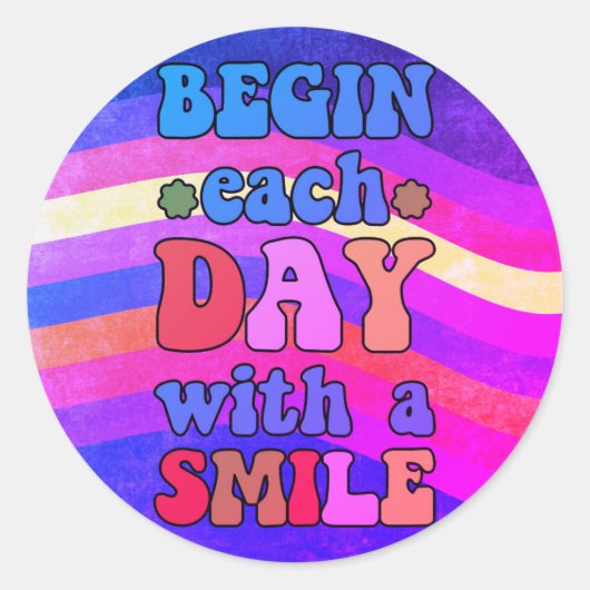 Cute Happy Retro  kleurrijke glimlach Ronde Sticker (Voorkant)