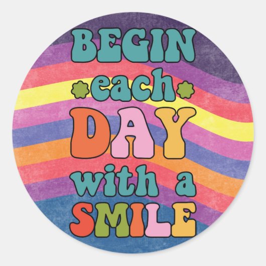 Cute Happy Retro  kleurrijke glimlach Ronde Sticker (Voorkant)