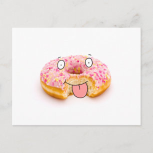 Cute happy roze doughnut briefkaart