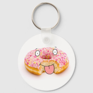 Cute happy roze doughnut sleutelhanger