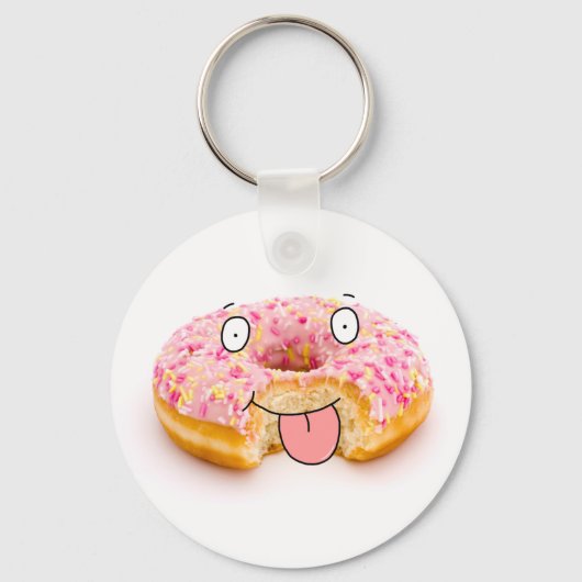 Cute happy roze doughnut sleutelhanger (Voorkant)
