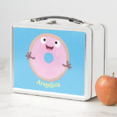 Cute happy roze glaasje donut cartoon (In situ)