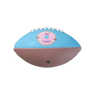 Cute happy roze glaasje donut cartoon american football