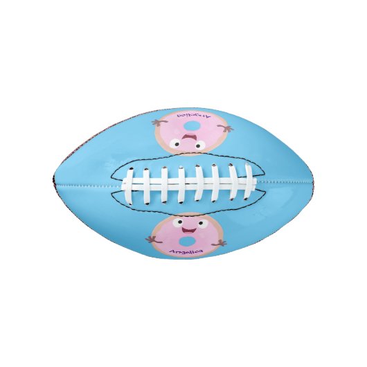 Cute happy roze glaasje donut cartoon american football (Voorkant)