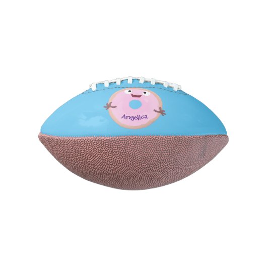 Cute happy roze glaasje donut cartoon american football (Gedraaid 90)
