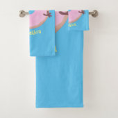 Cute happy roze glaasje donut cartoon bad handdoek (Insitu)