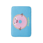 Cute happy roze glaasje donut cartoon badmat (Voorkant Verticaal)