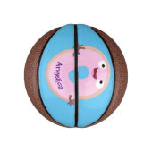 Cute happy roze glaasje donut cartoon basketbal (Verticaal)