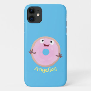 Cute happy roze glaasje donut cartoon Case-Mate iPhone case