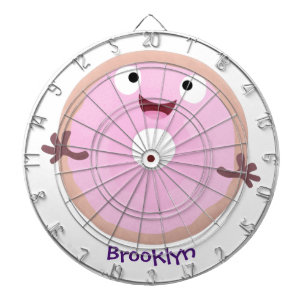 Cute happy roze glaasje donut cartoon dartbord